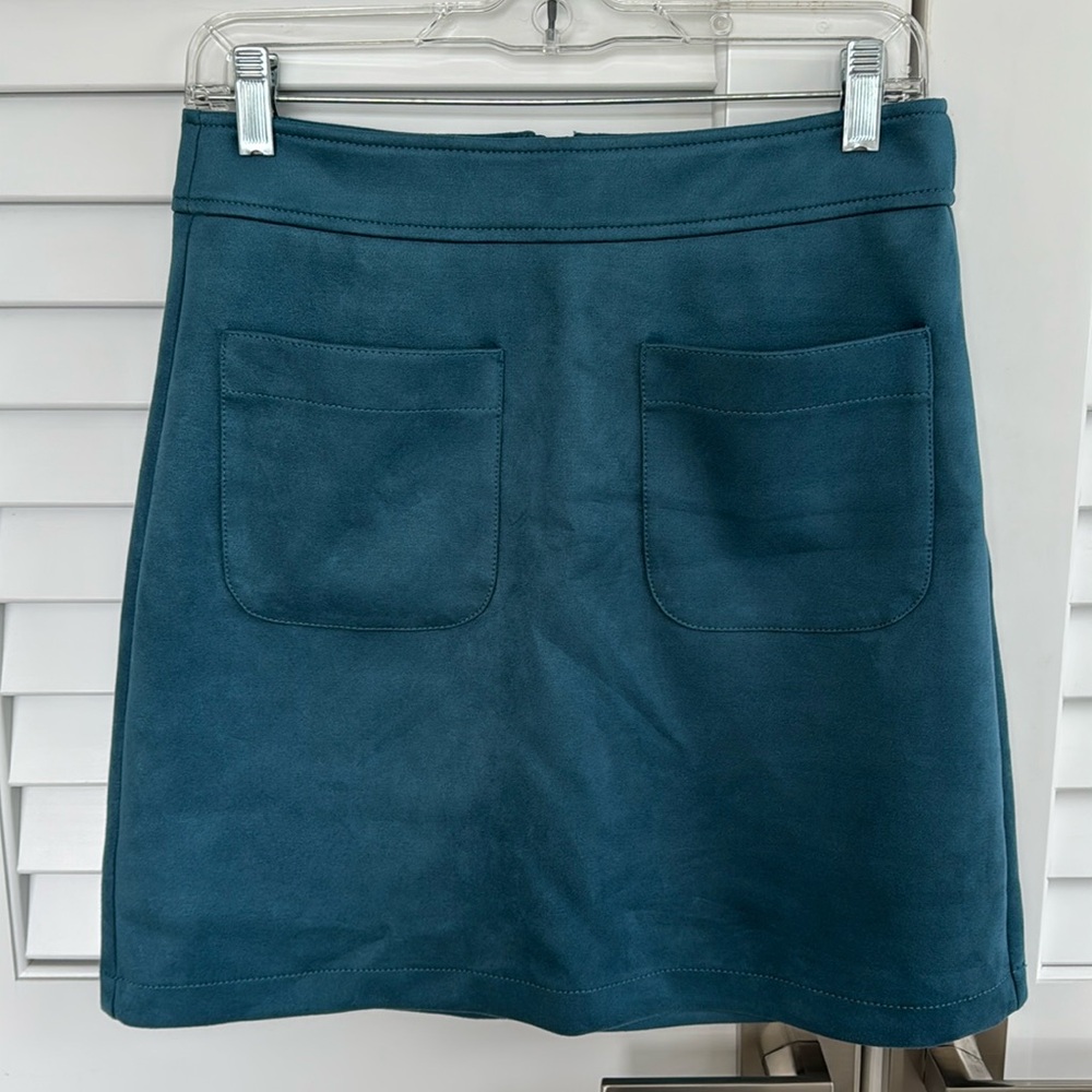 Dark teal faux suede  skirt from LOFT in size 2, never worn